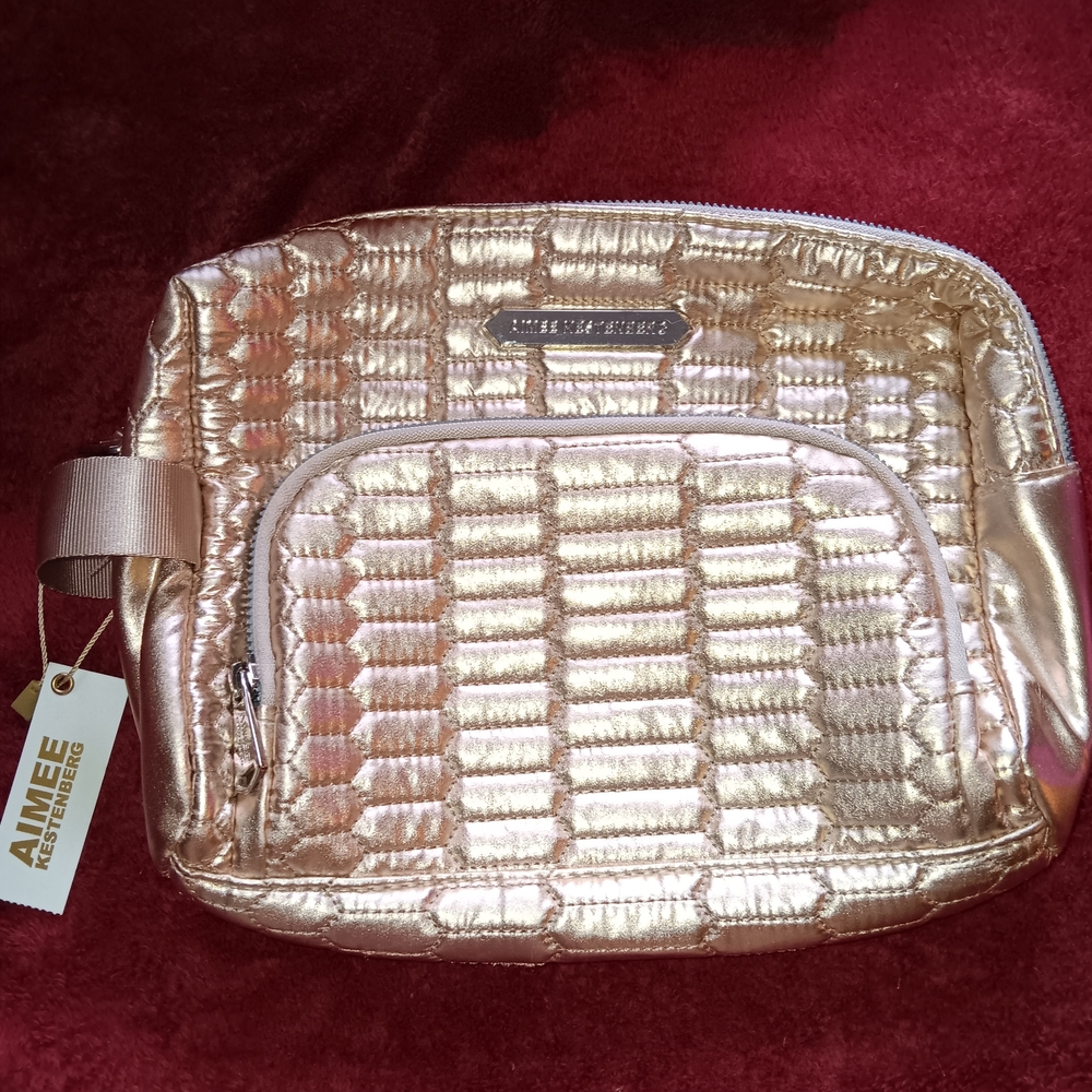 Aimee Kestenberg Shimmering Gold Quilted Cosmetic Case